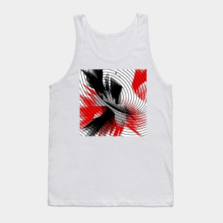 whirlwind abstract red white black grey digital geometric art Tank Top